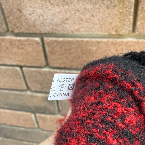 Plaid Red and Black Buffalo Plaid Scarf OS - Picture 3 of 3